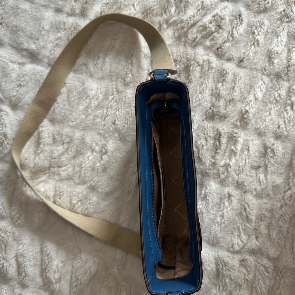 Michael Kors Navy Saffiano Leather Crossbody with Canvas Strap - Picture 8 of 9
